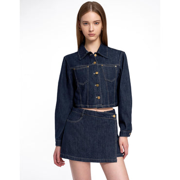 Cropped Denim Jacket - Denim Blue
