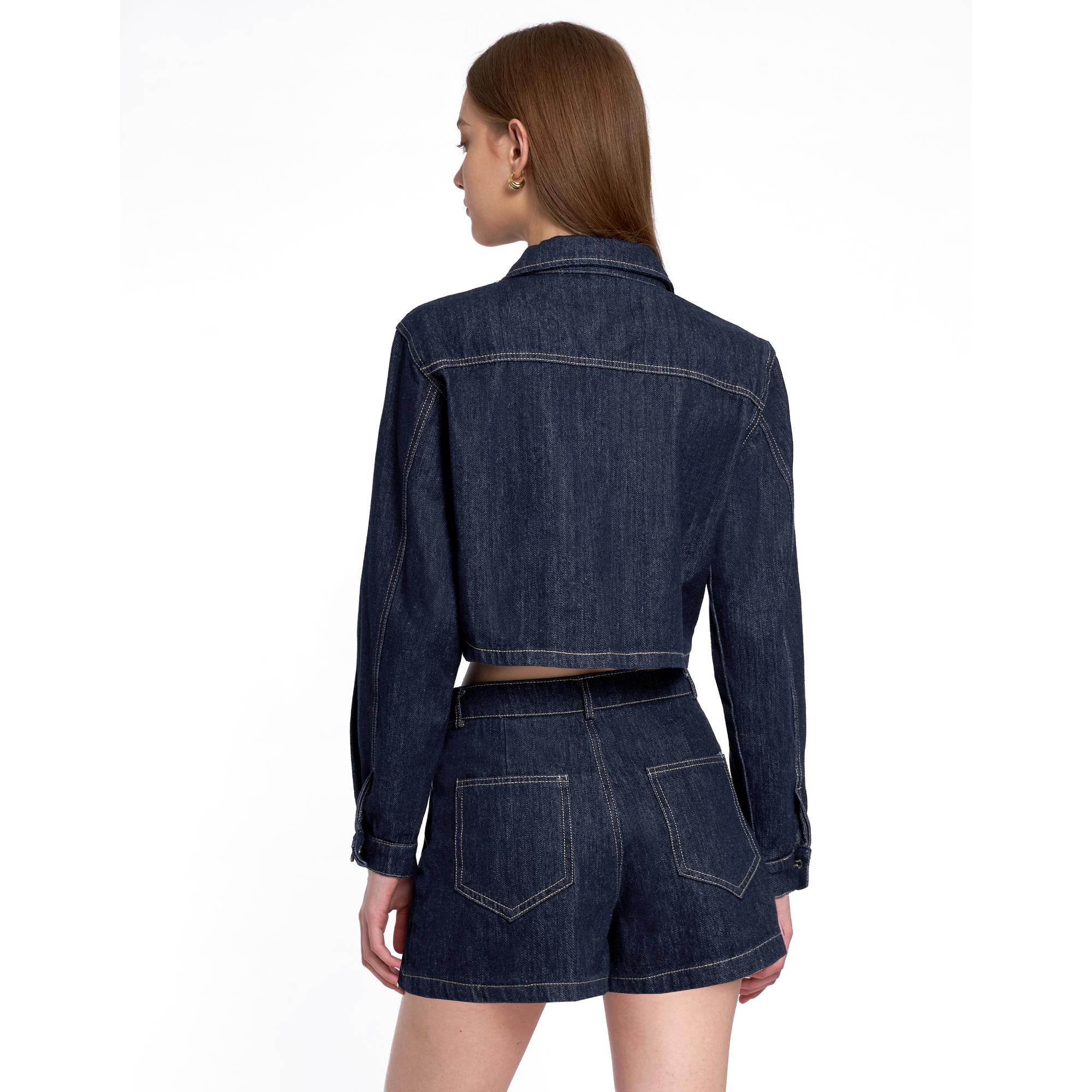Cropped Denim Jacket - Denim Blue