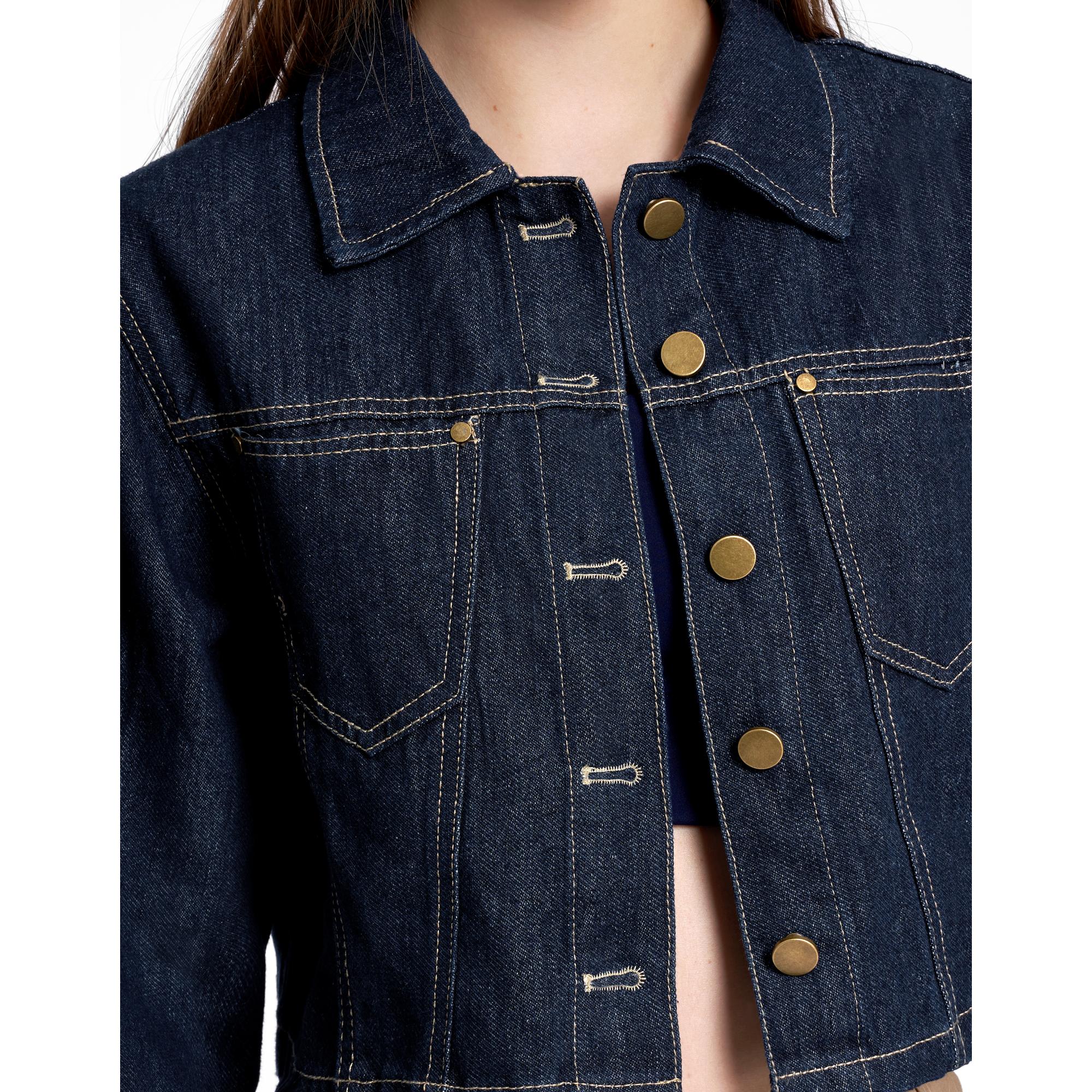 Cropped Denim Jacket - Denim Blue