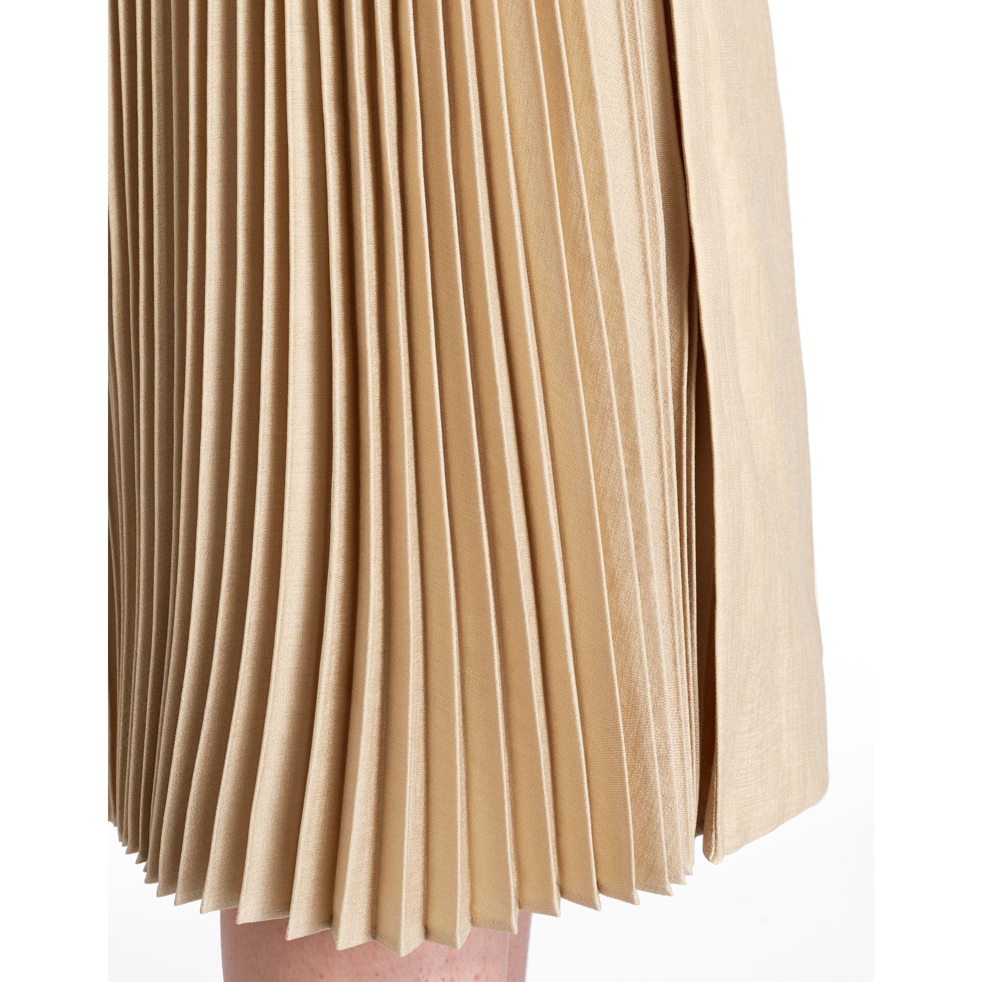 Pleated Side Midi Suit Dress - Khaki