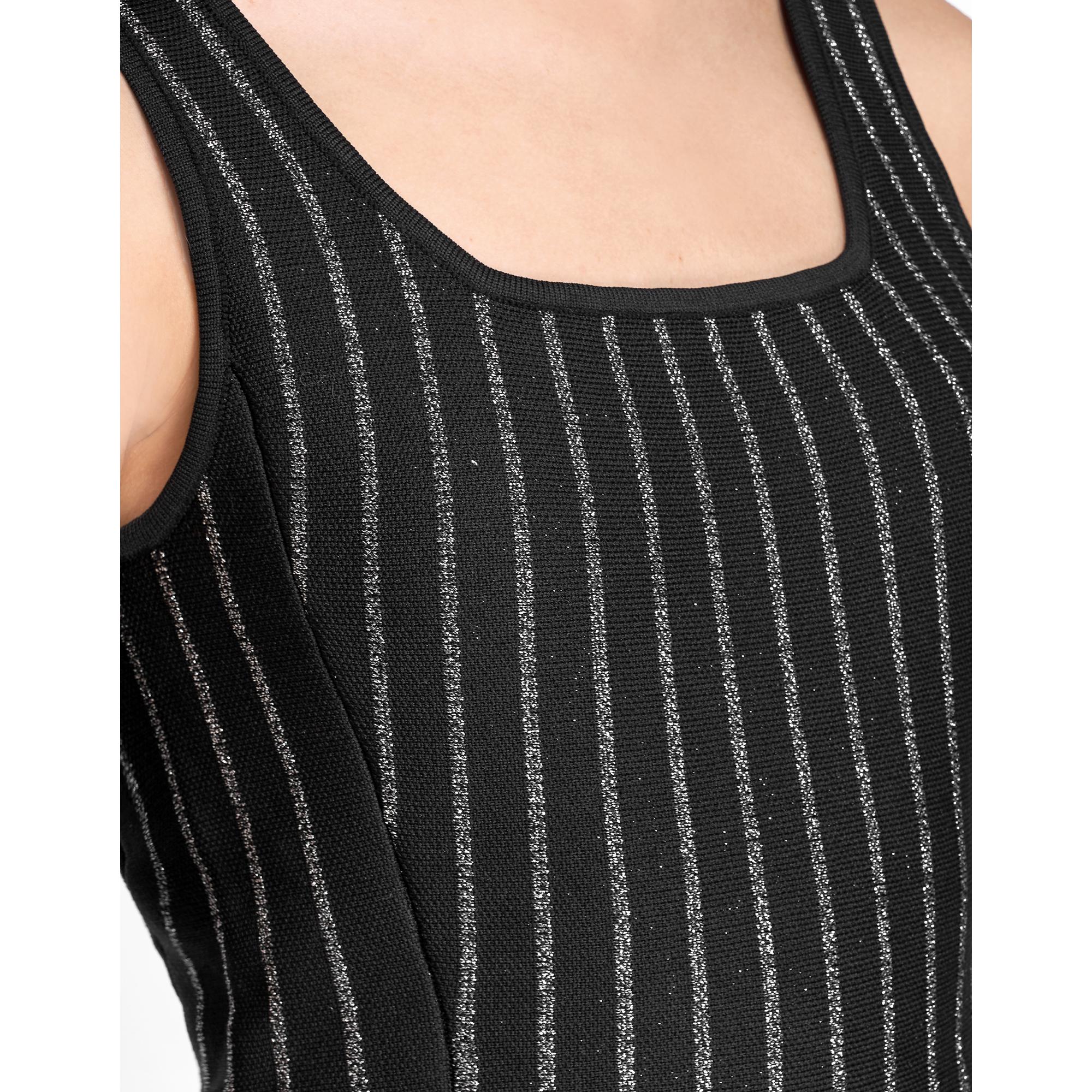 Square Neck Knit Short Dress - Black
