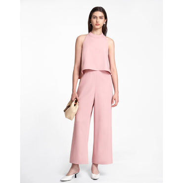 Halter Neck Layered Jumpsuit - Pink