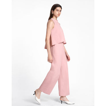 Halter Neck Layered Jumpsuit - Pink