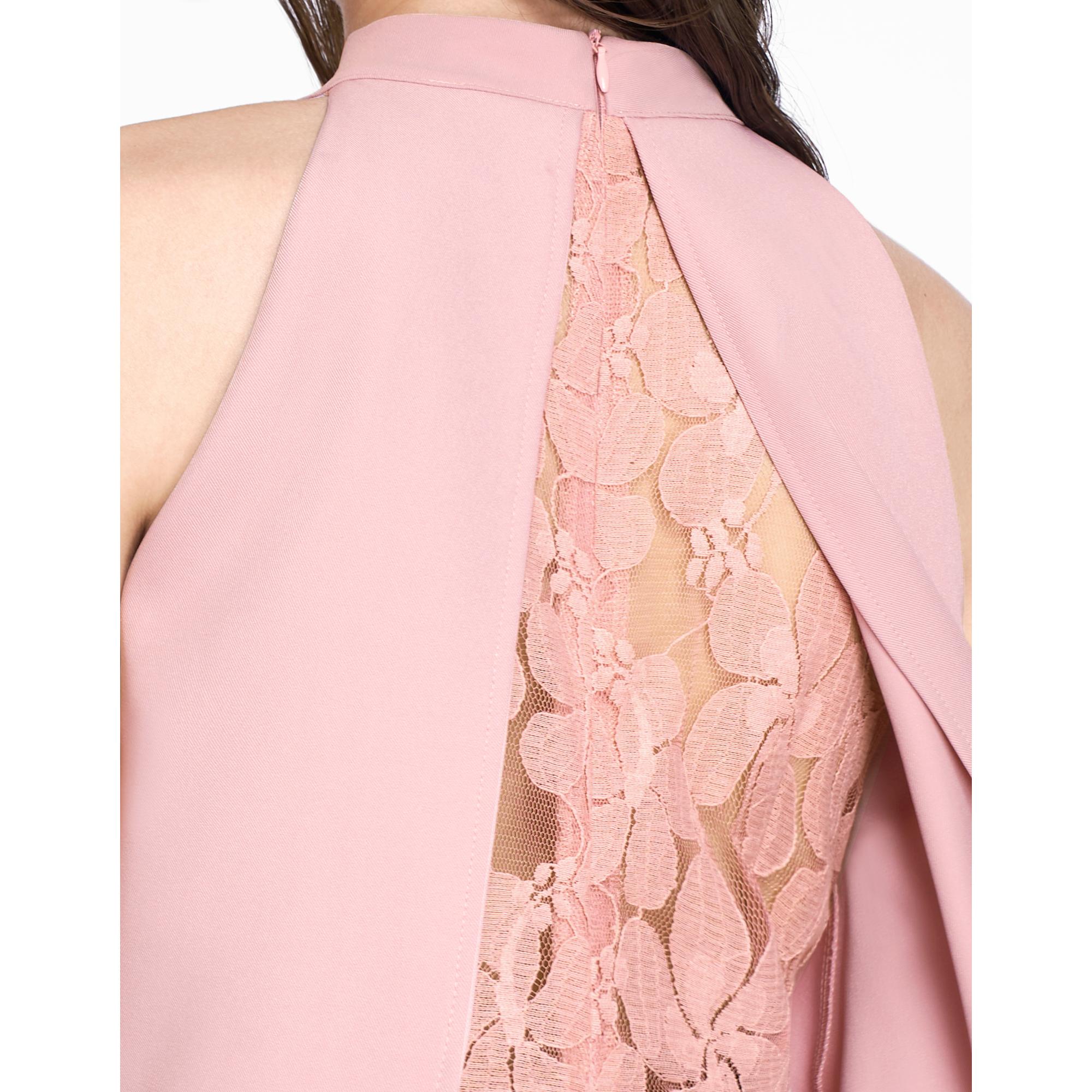 Halter Neck Layered Jumpsuit - Pink