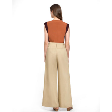 Loose Fit Pleated Pants - Khaki