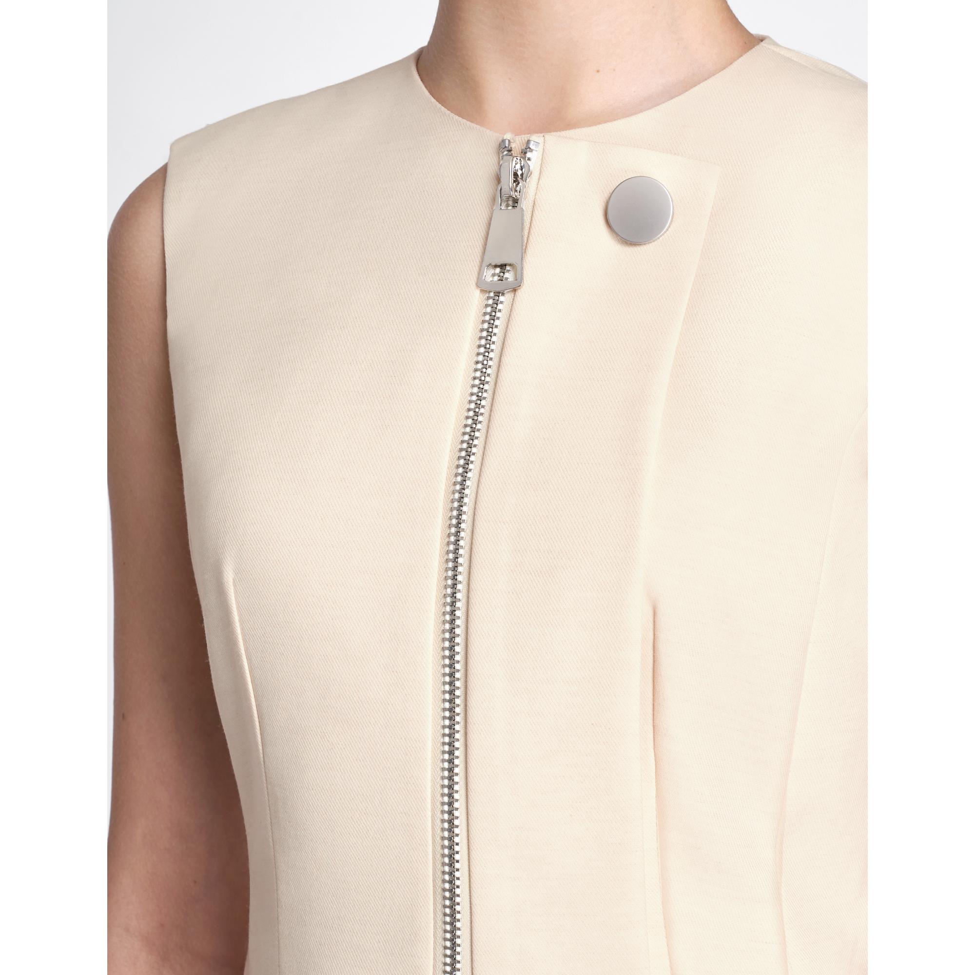 Half Zip Front Sleeveless Dress - Apricot