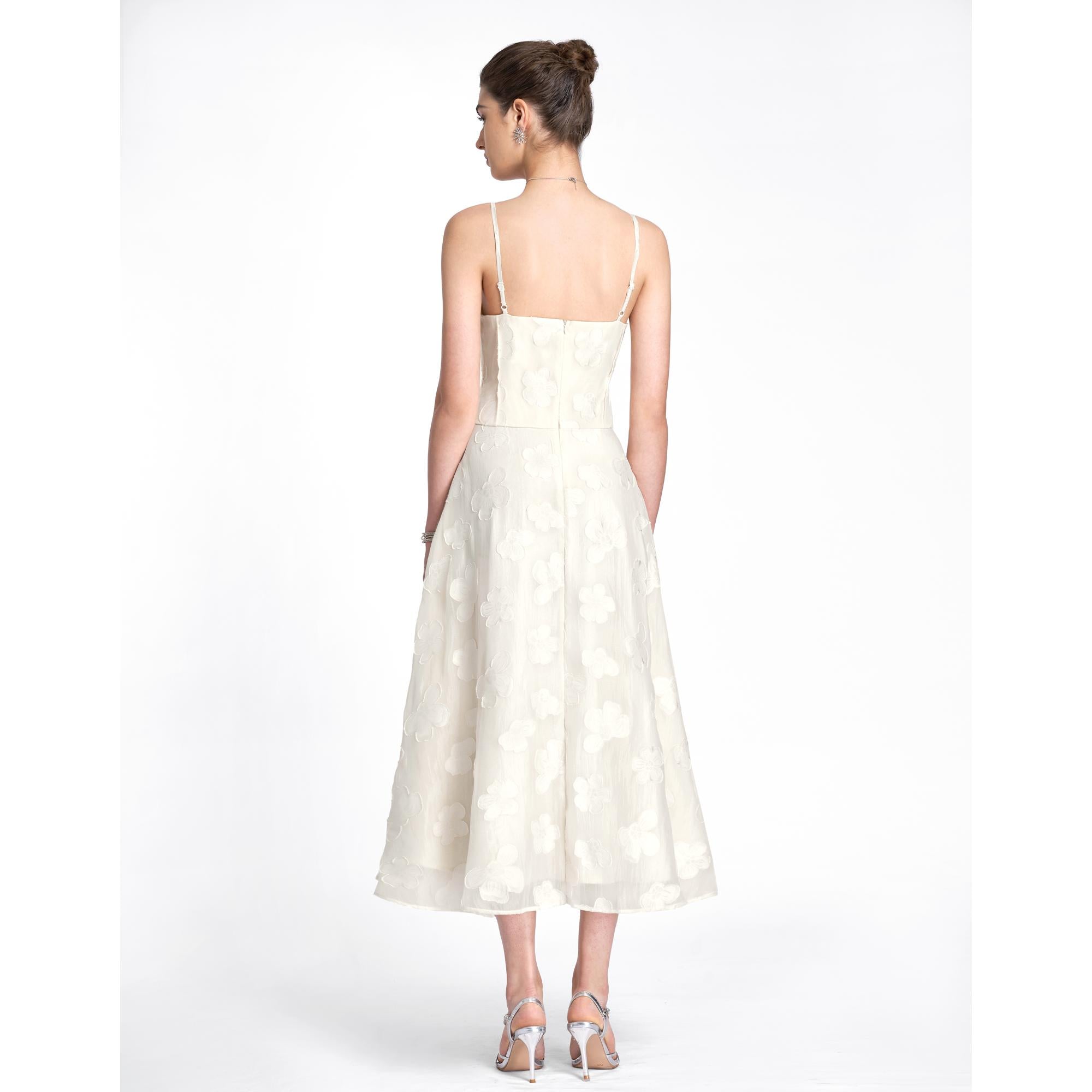 Jacquard Strap Maxi Dress - Apricot