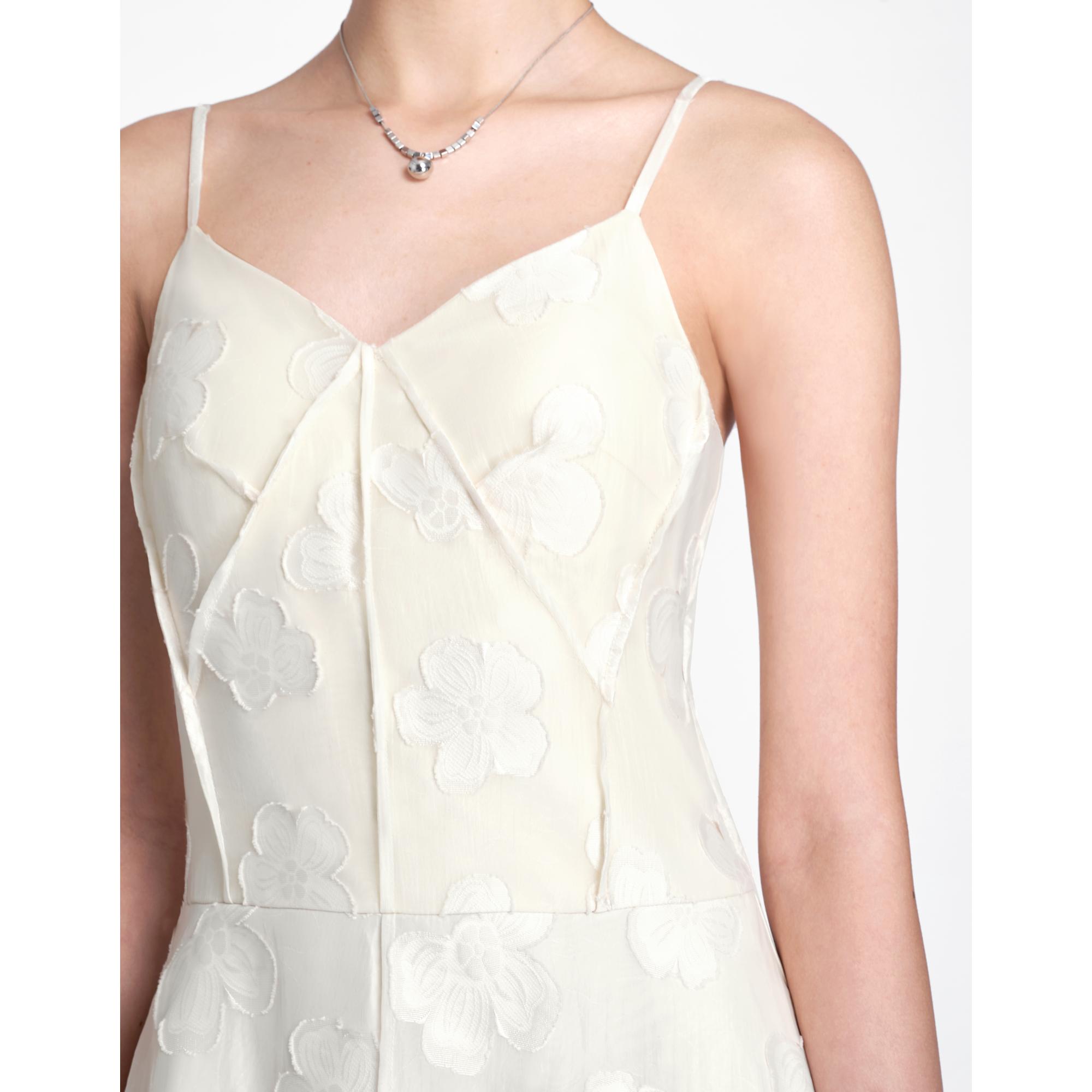 Jacquard Strap Maxi Dress - Apricot