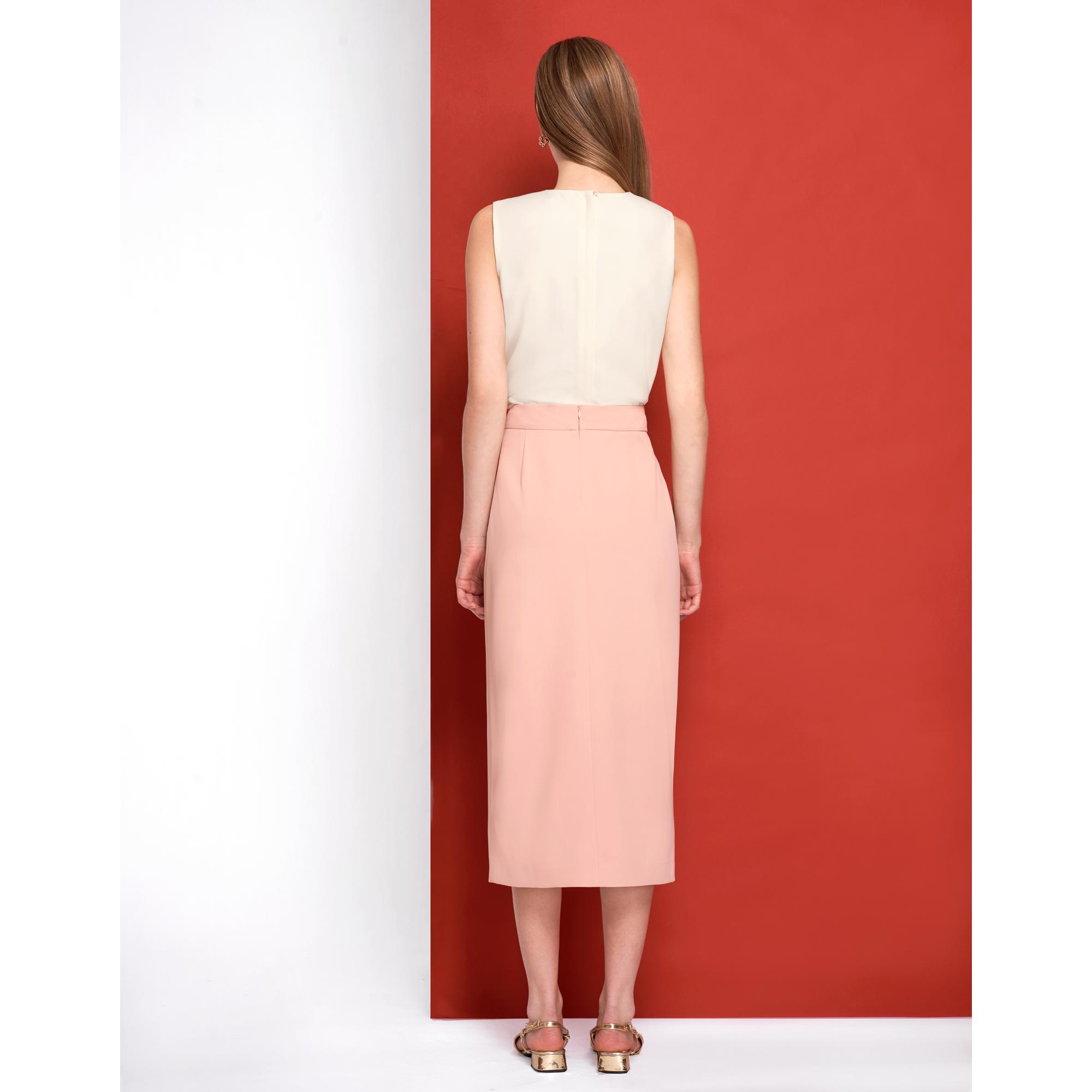 Mandarin Knot Hem Slit Skirt - Pink
