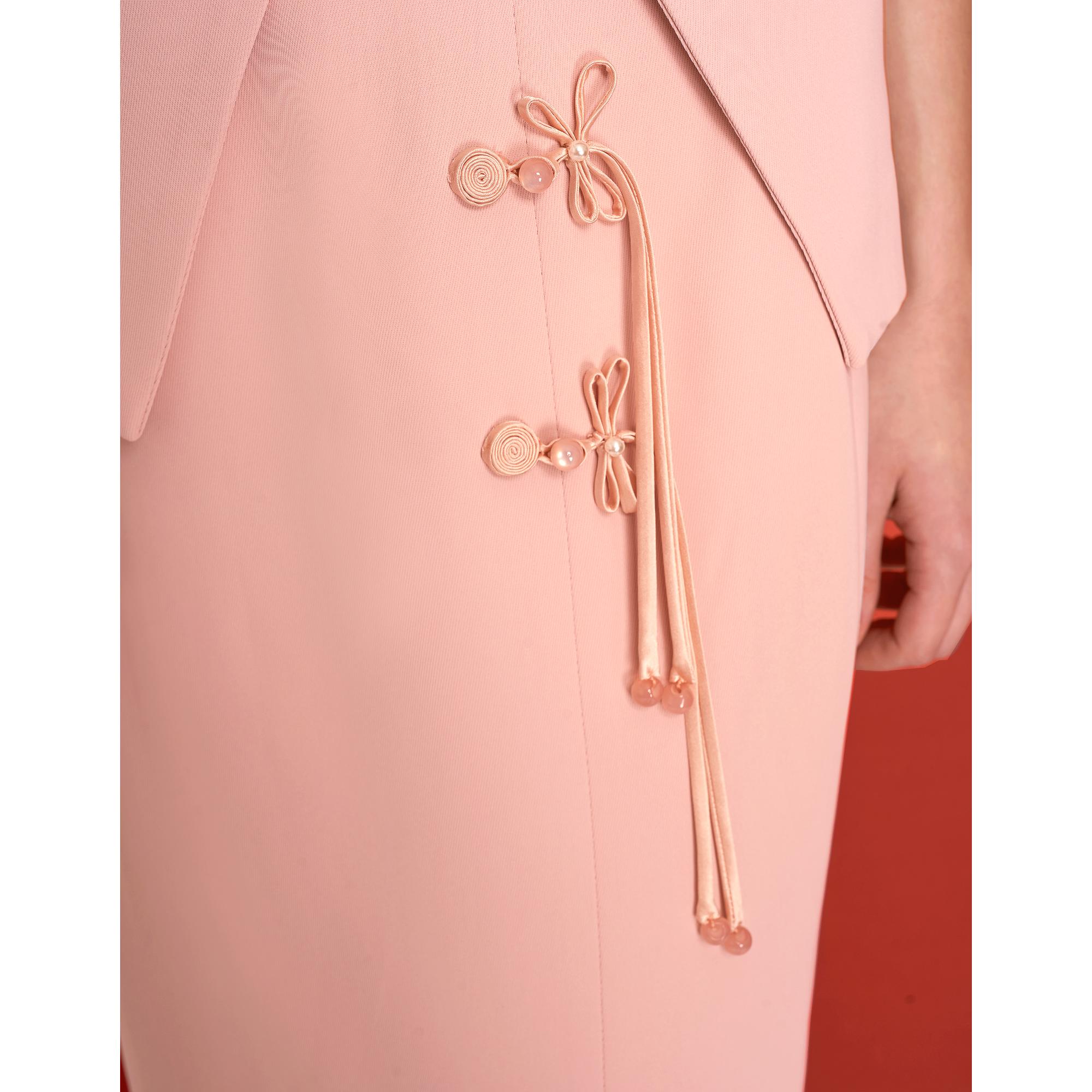 Mandarin Knot Hem Slit Skirt - Pink