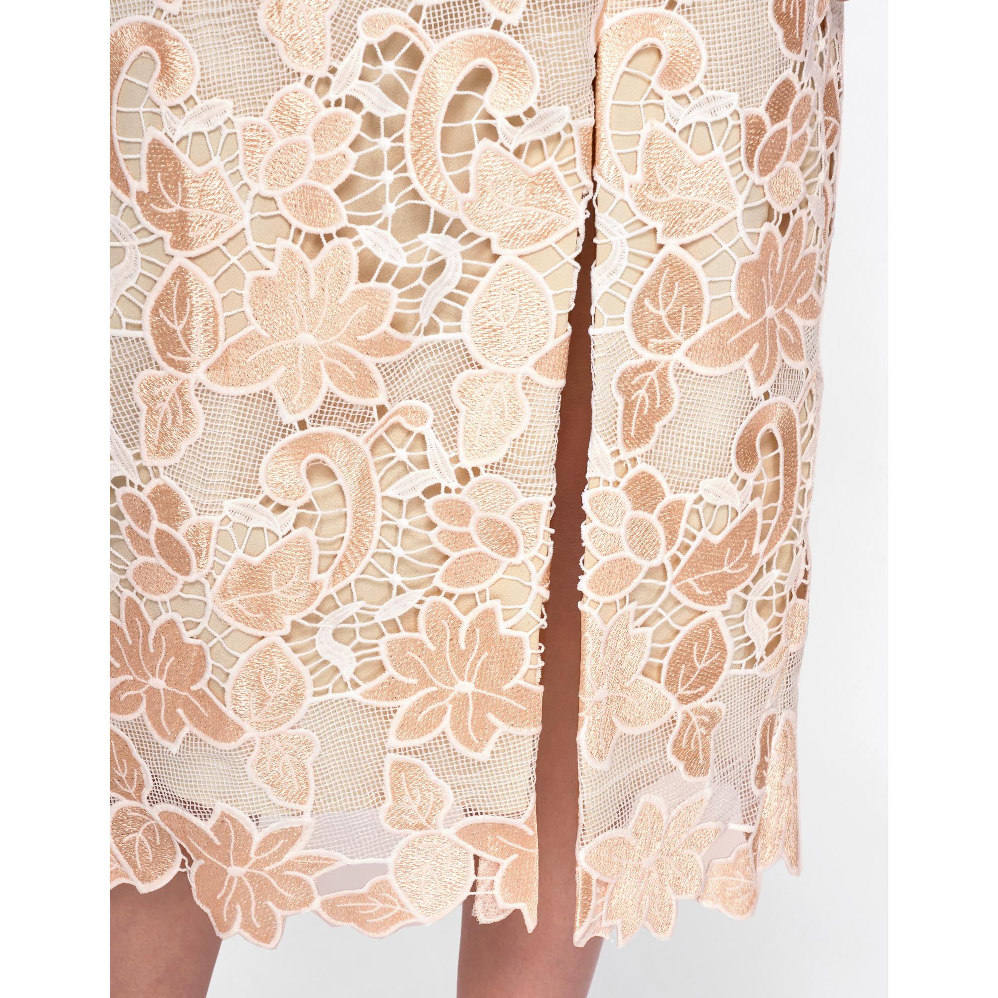 Raw Hem Side Slit Midi Skirt - Champagne