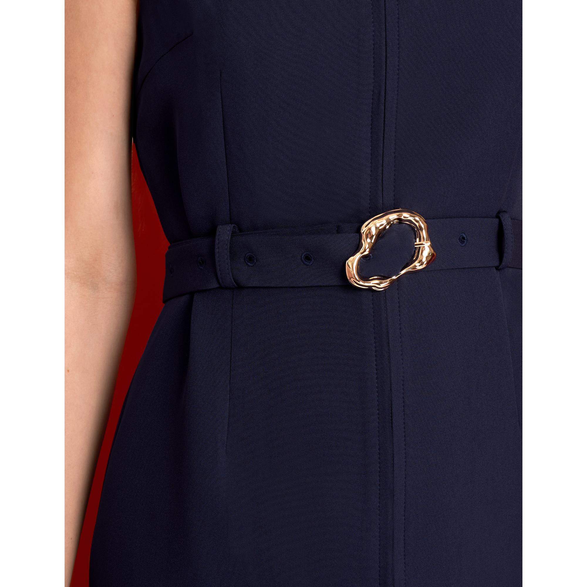 Square Neck Colorblock Midi Dress - Apricot & Navy