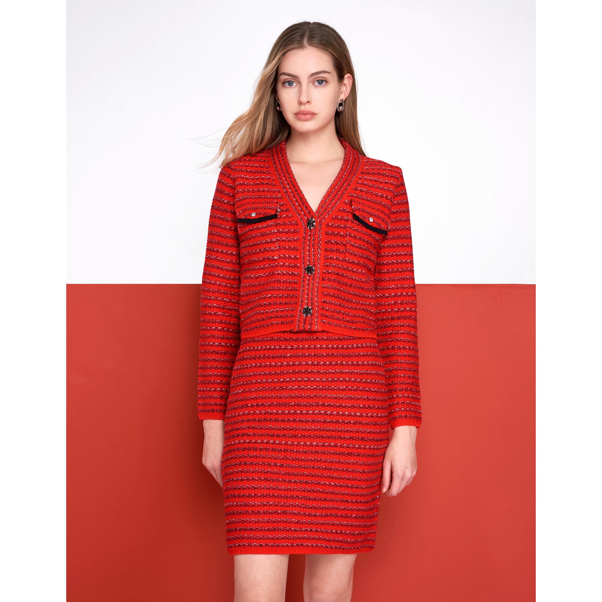Knitted Short Skirt - Red