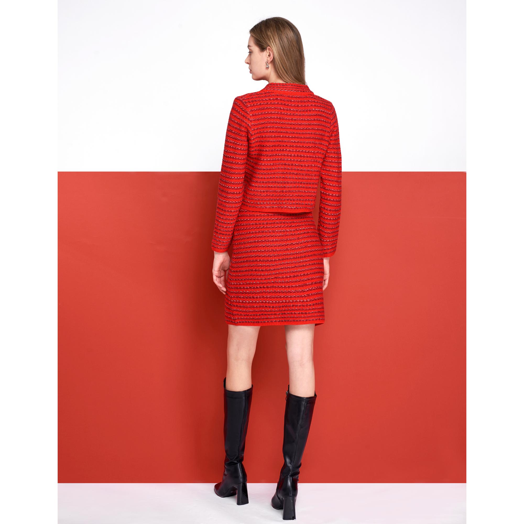 Knitted Short Skirt - Red