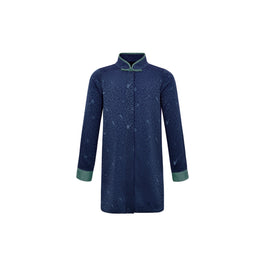 Kids Girls Silk Bird Jacquard Mini Chemiser - Navy