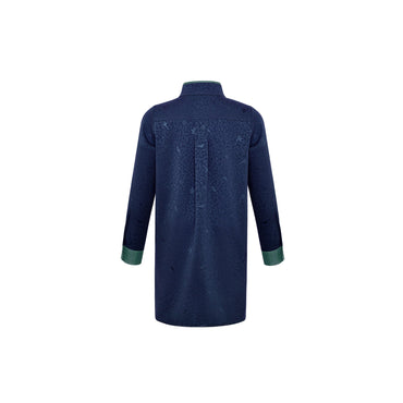 Kids Girls Silk Bird Jacquard Mini Chemiser - Navy