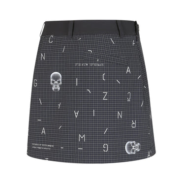 Women Broken Typo Pattern Skirt - Dark Navy