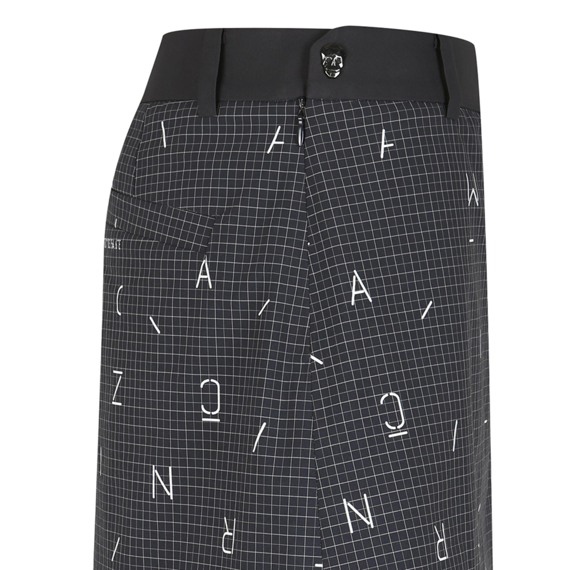 Women Broken Typo Pattern Skirt - Dark Navy
