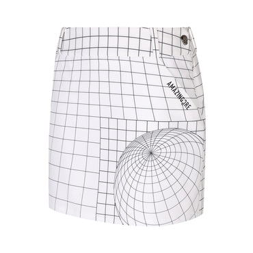 Women Hyper Grid Pattern Skirt - White