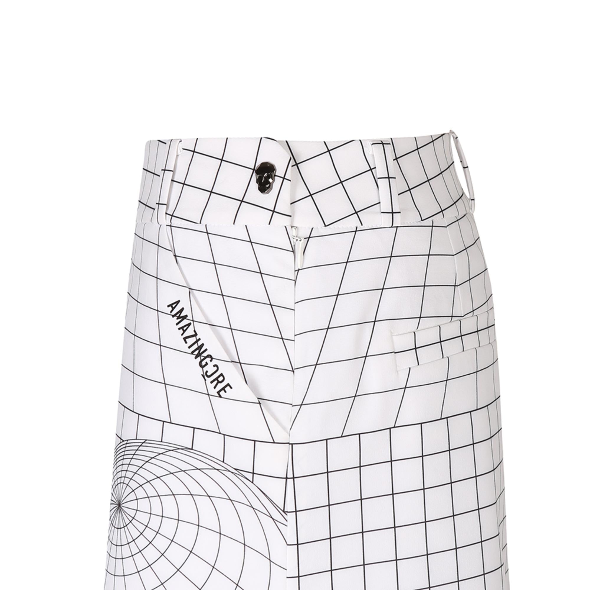 Women Hyper Grid Pattern Skirt - White