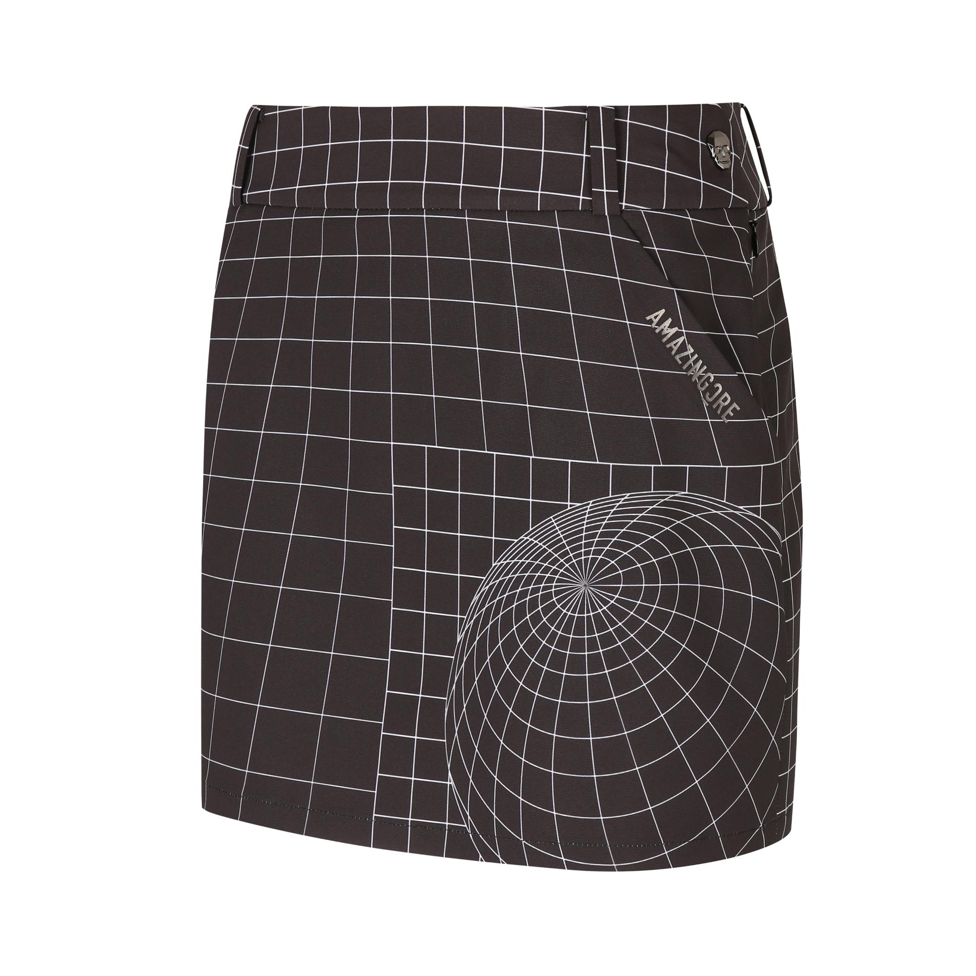 Women Hyper Grid Pattern Skirt - Black