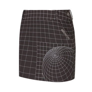Women Hyper Grid Pattern Skirt - Black