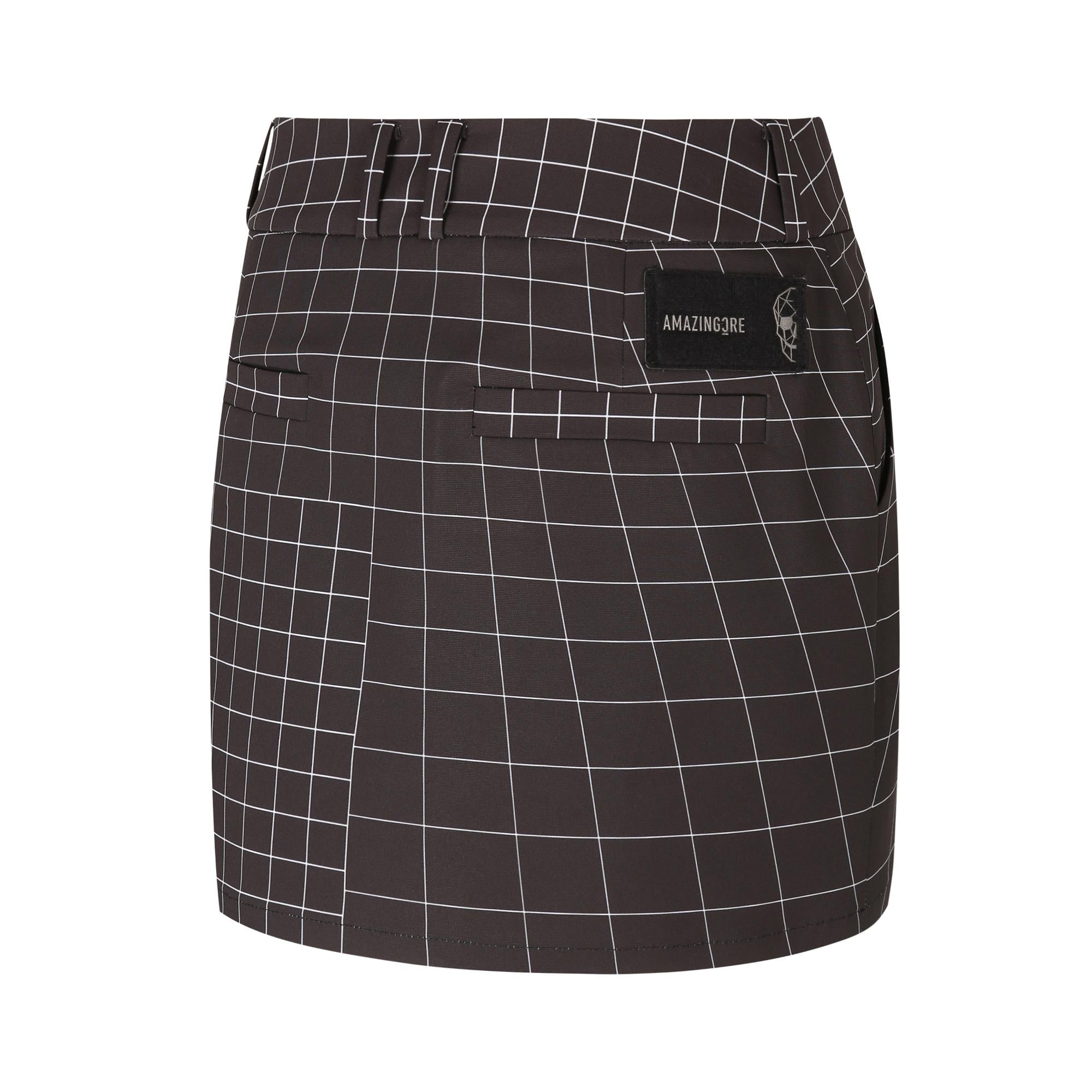 Women Hyper Grid Pattern Skirt - Black