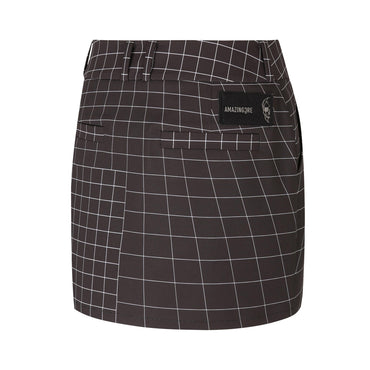 Women Hyper Grid Pattern Skirt - Black