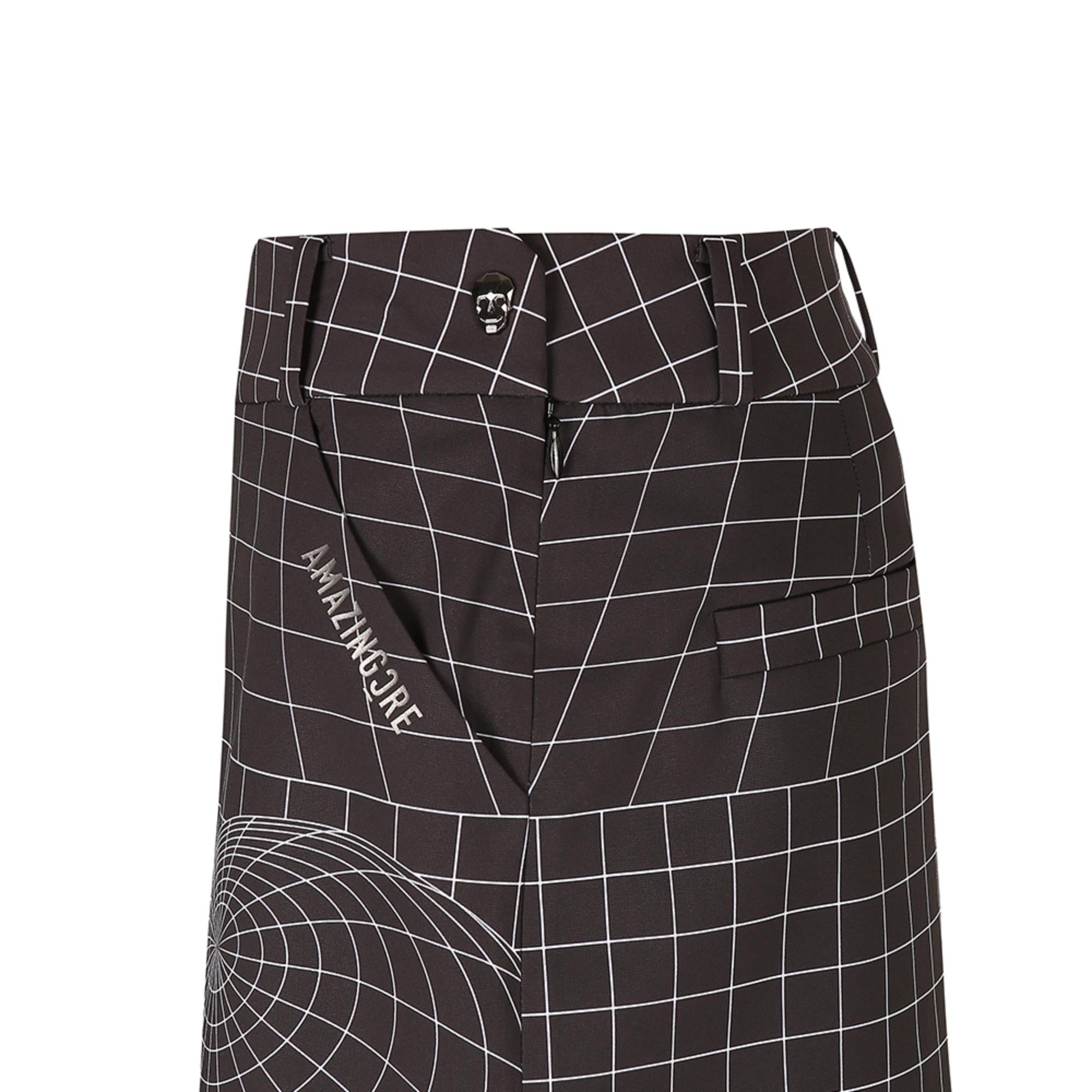 Women Hyper Grid Pattern Skirt - Black