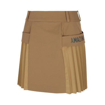 Women Cargo Pleats Skirt - Beige