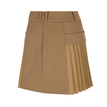 Women Cargo Pleats Skirt - Beige