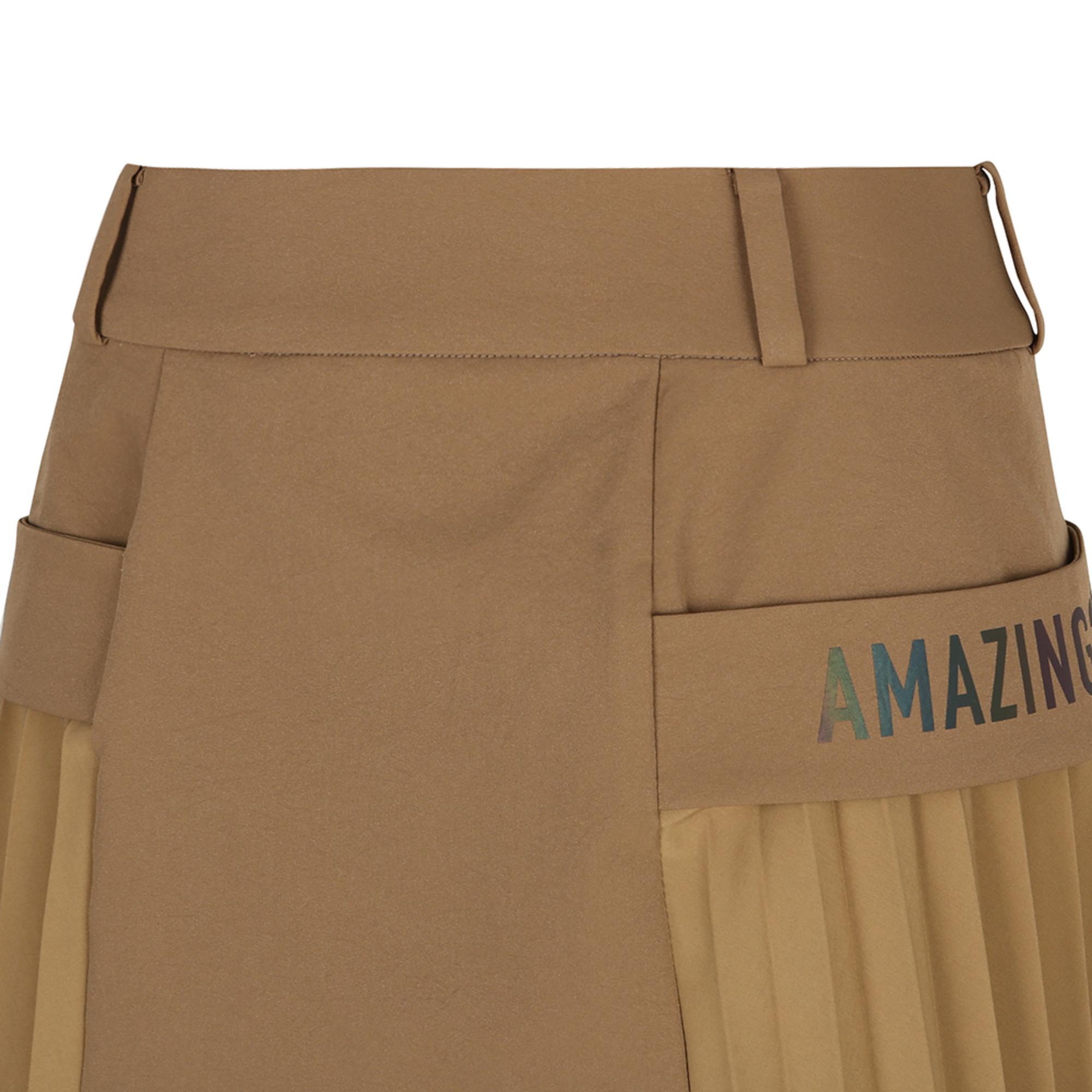 Women Cargo Pleats Skirt - Beige