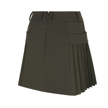 Women Cargo Pleats Skirt - Dark Khaki