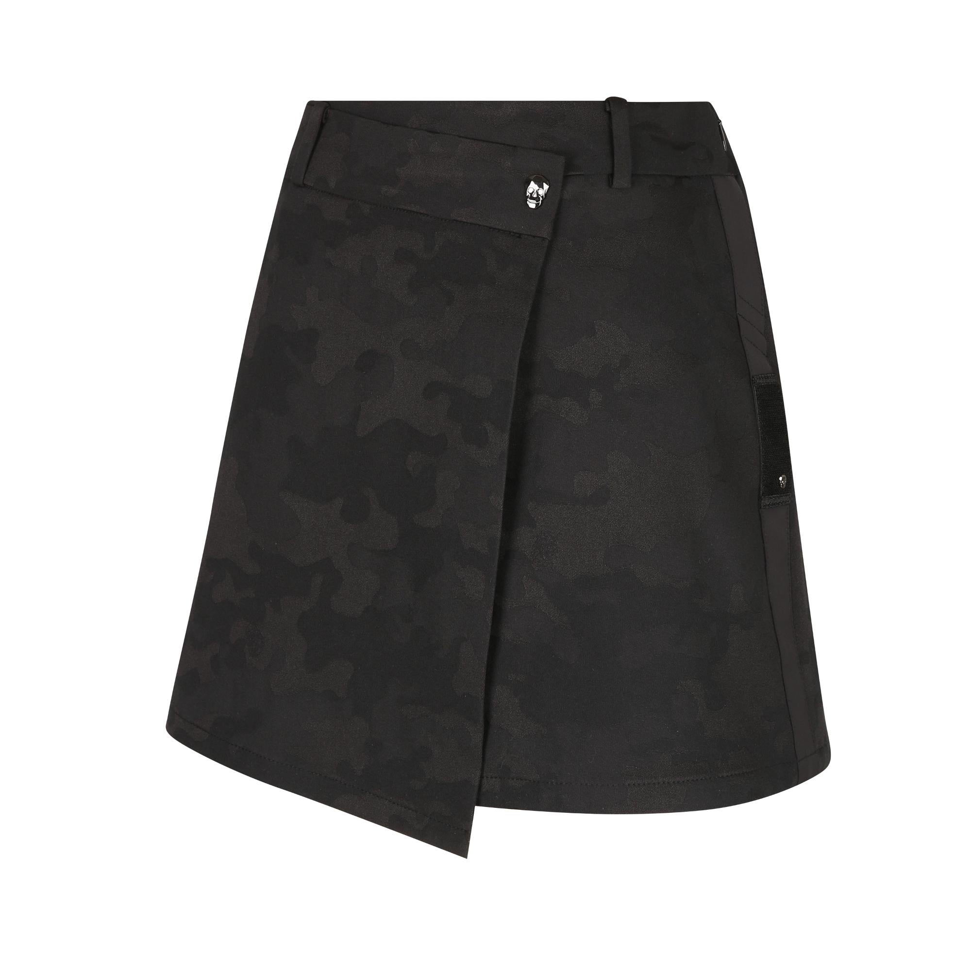 Women Tactical Velcro Holder Zacquard Skirt - Black