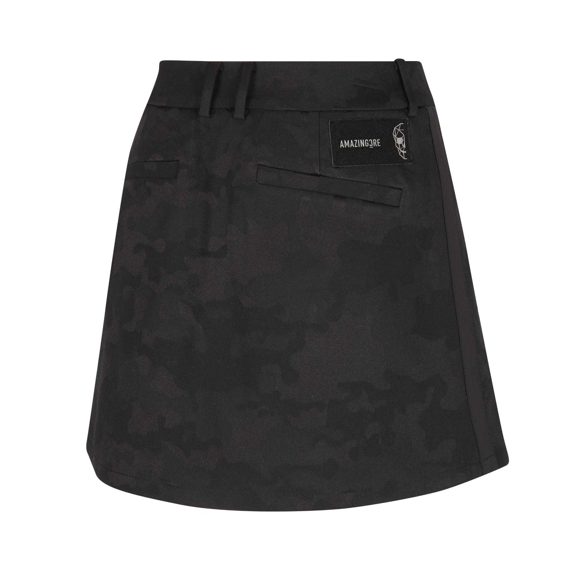 Women Tactical Velcro Holder Zacquard Skirt - Black