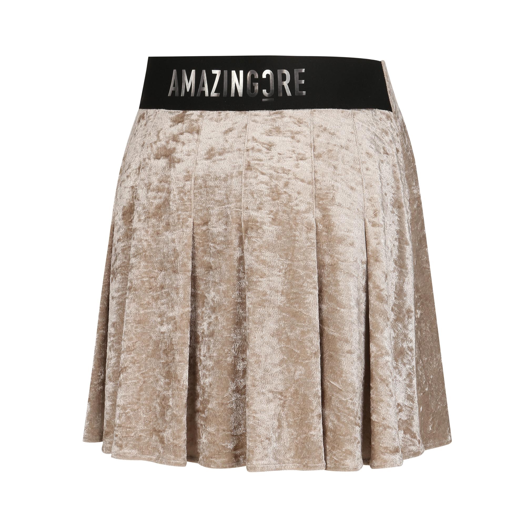 Women Velvet Tech Jersey Skirt - Stone