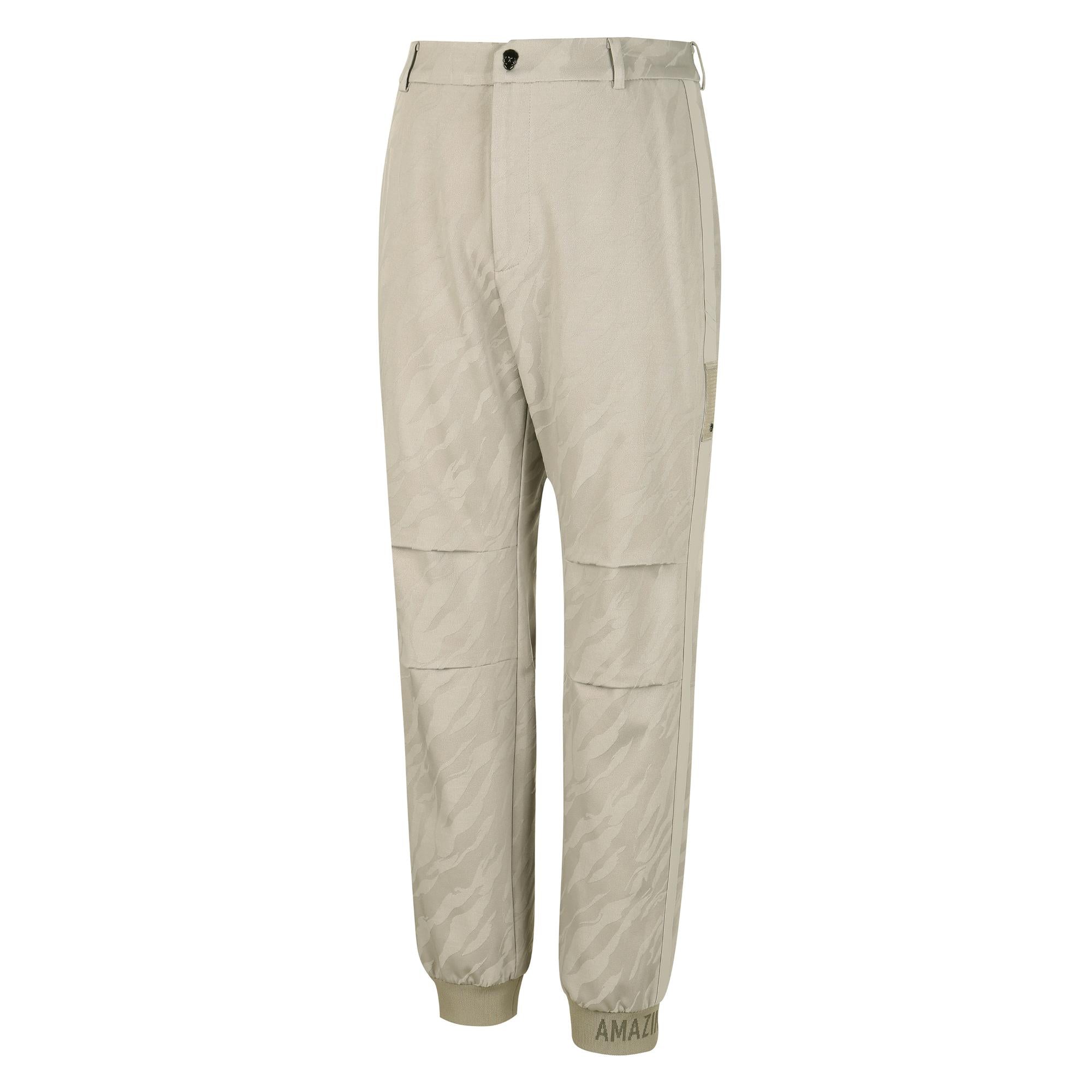 Men Tactical Velcro Holder Jacquard Jogger Pants - Beige