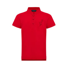 Kids Girls Cotton Polo With Bird Embroidery - Red