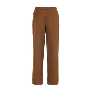 Women Heavier Tailored Wide Leg Pants - Rusty