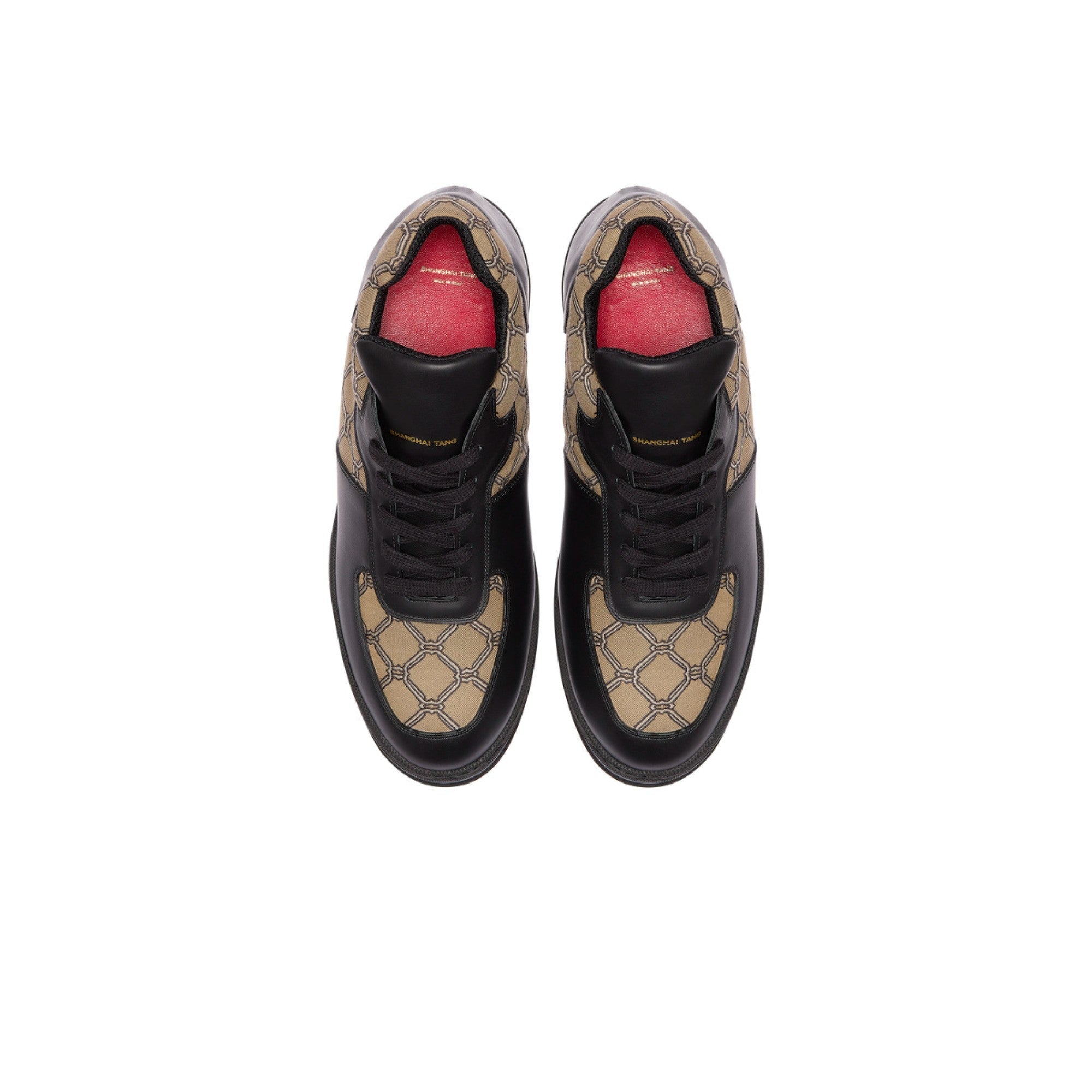 Women Sneakers Mix Material Lattice - Black