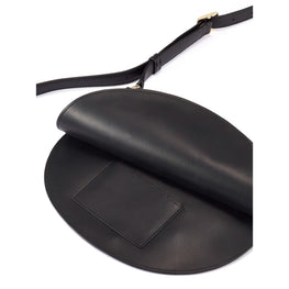 Women Leather Mini Fortune Cookie - Black