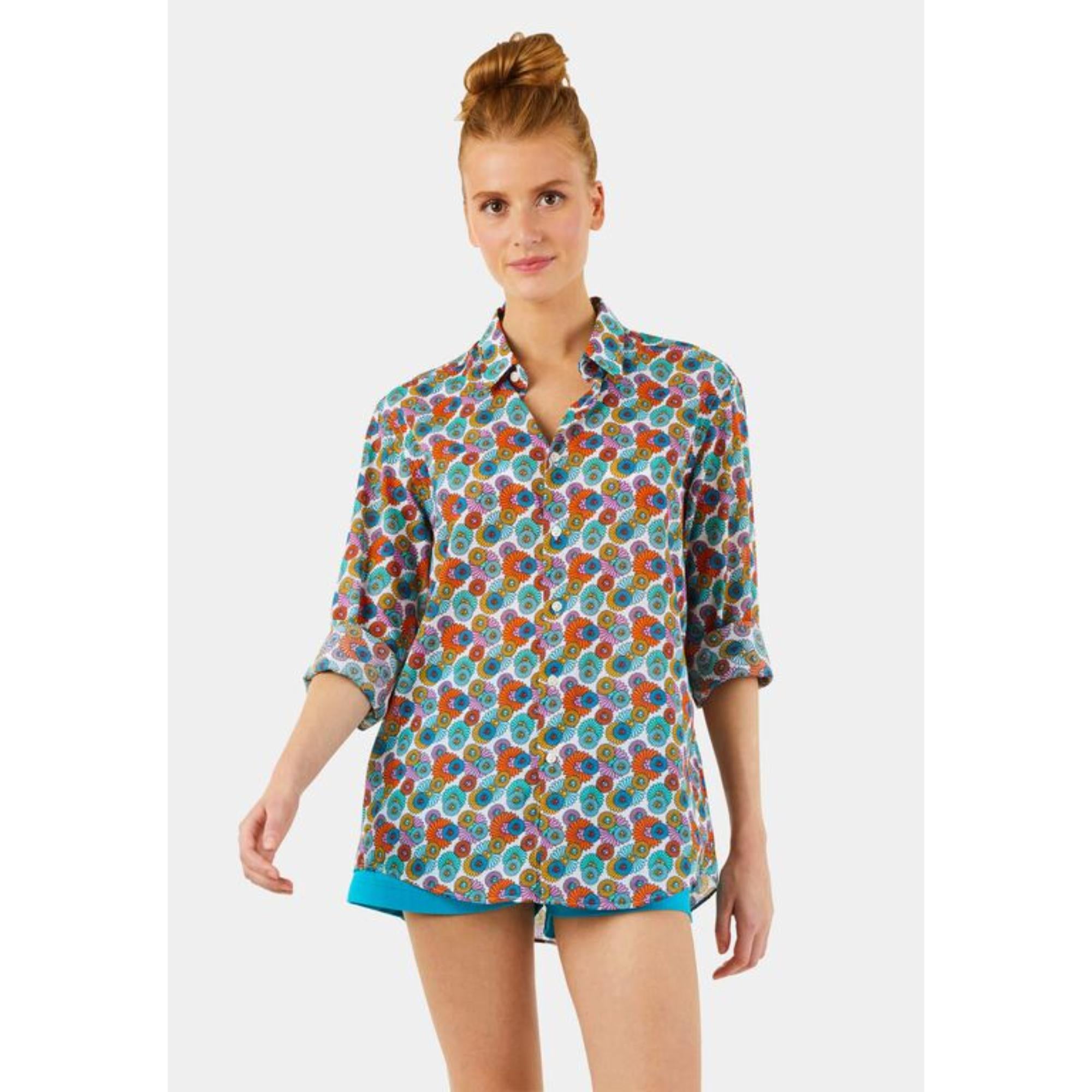 Multicolor Family Print Marguerite Unisex Caracal Shirt