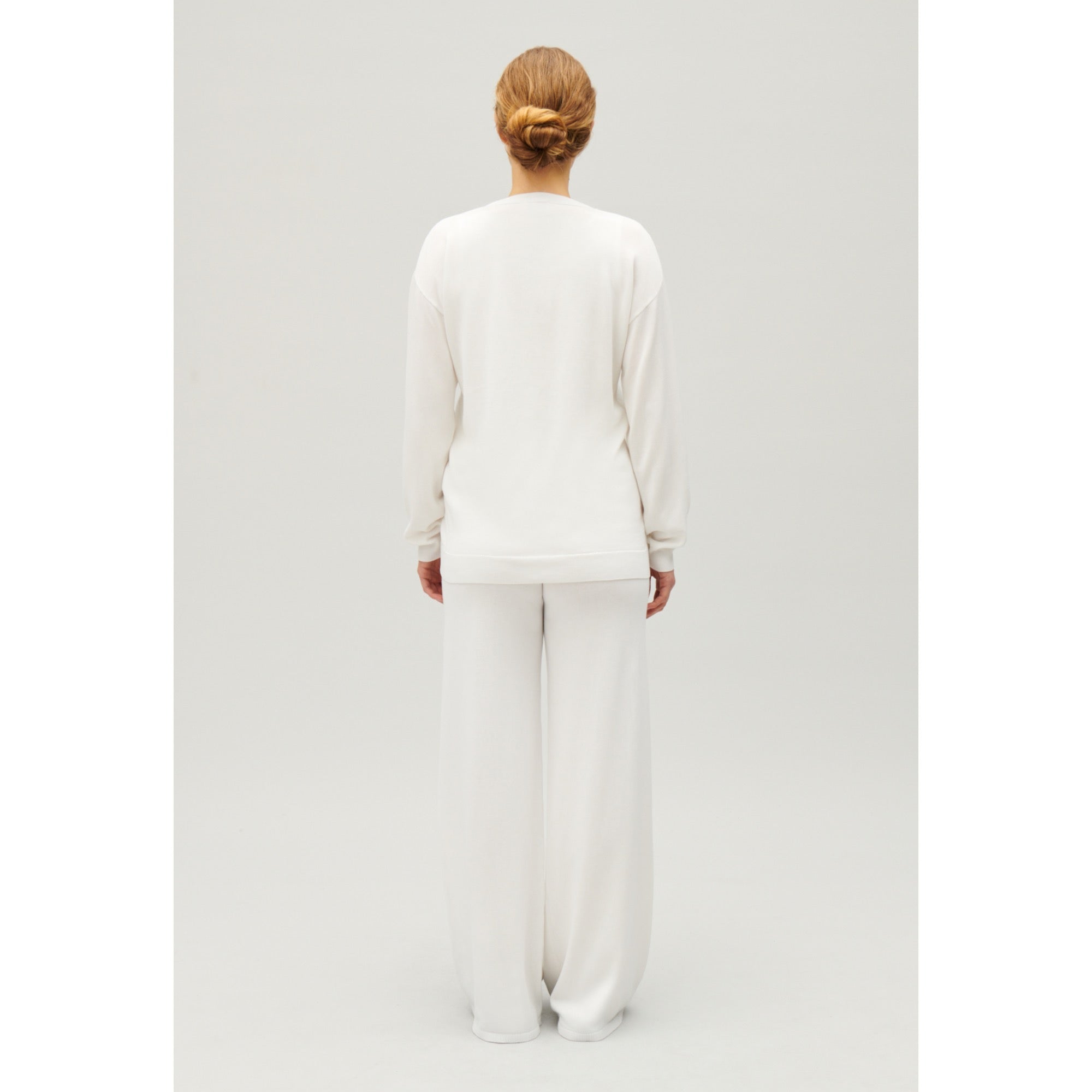 Women Fine Knit Cardigan - Ecru