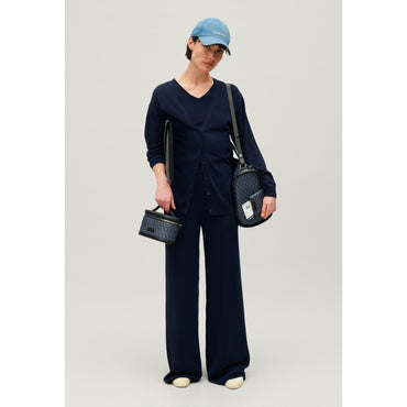 Women Fine Knit Cardigan - Navy