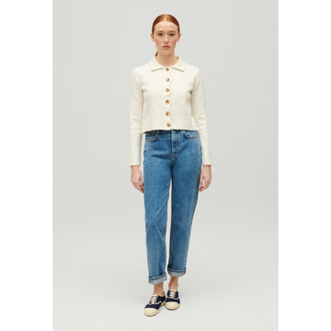 Women Knitted Cardigan - Ecru