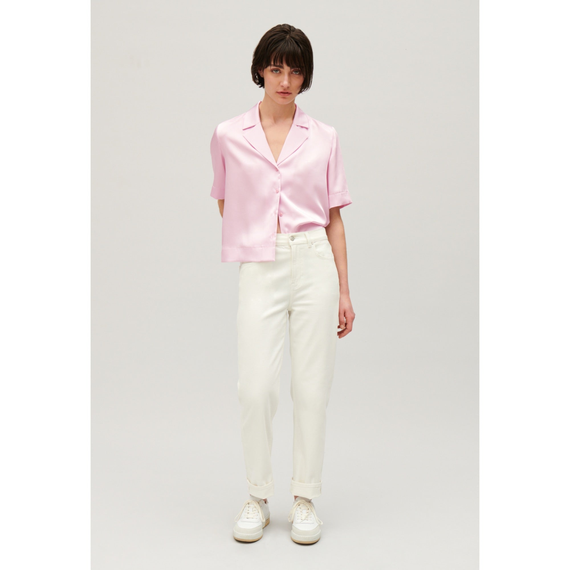 Women Floaty Short-Sleeved Shirt - Blush