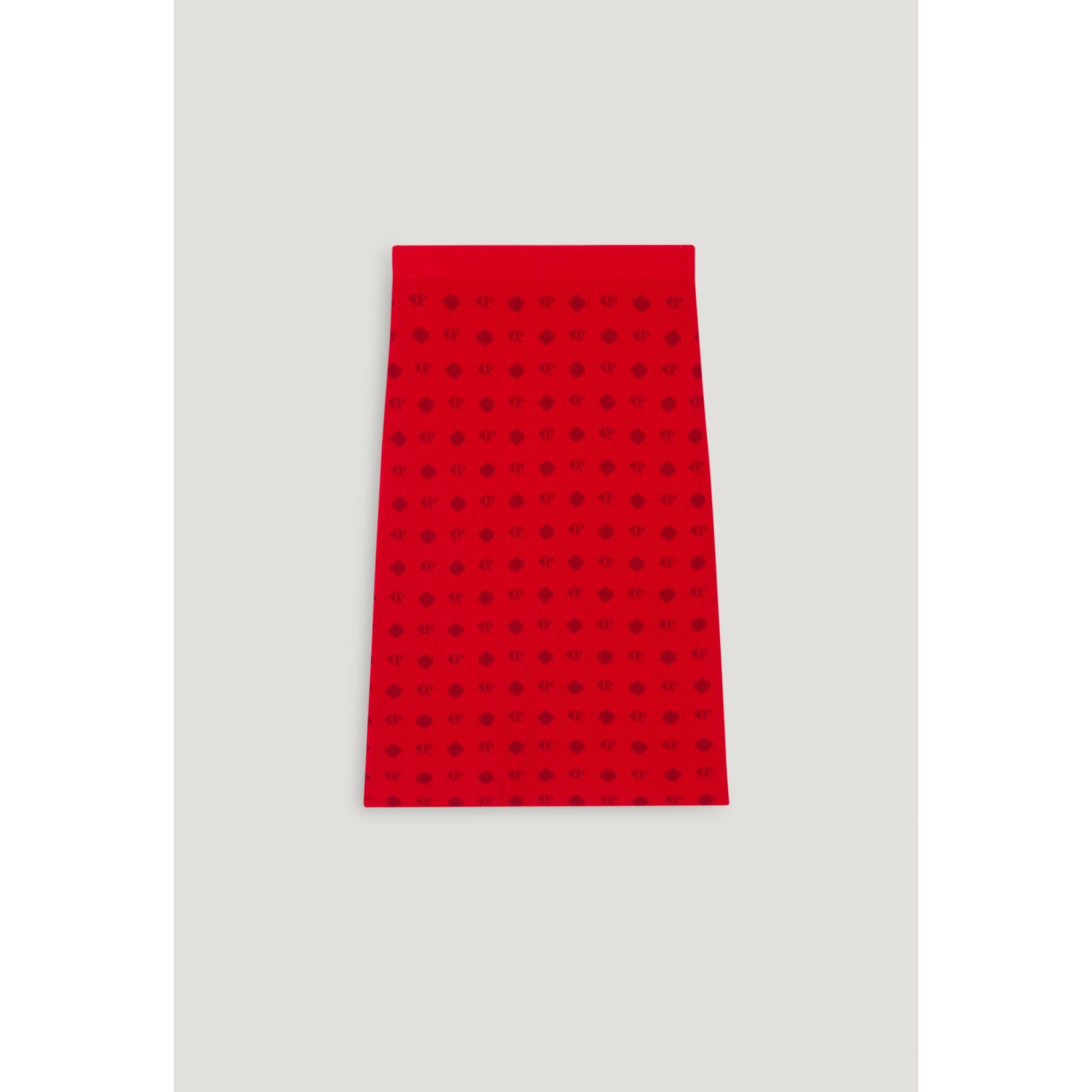 Women Mid-Length Red Knit Skirt - Red