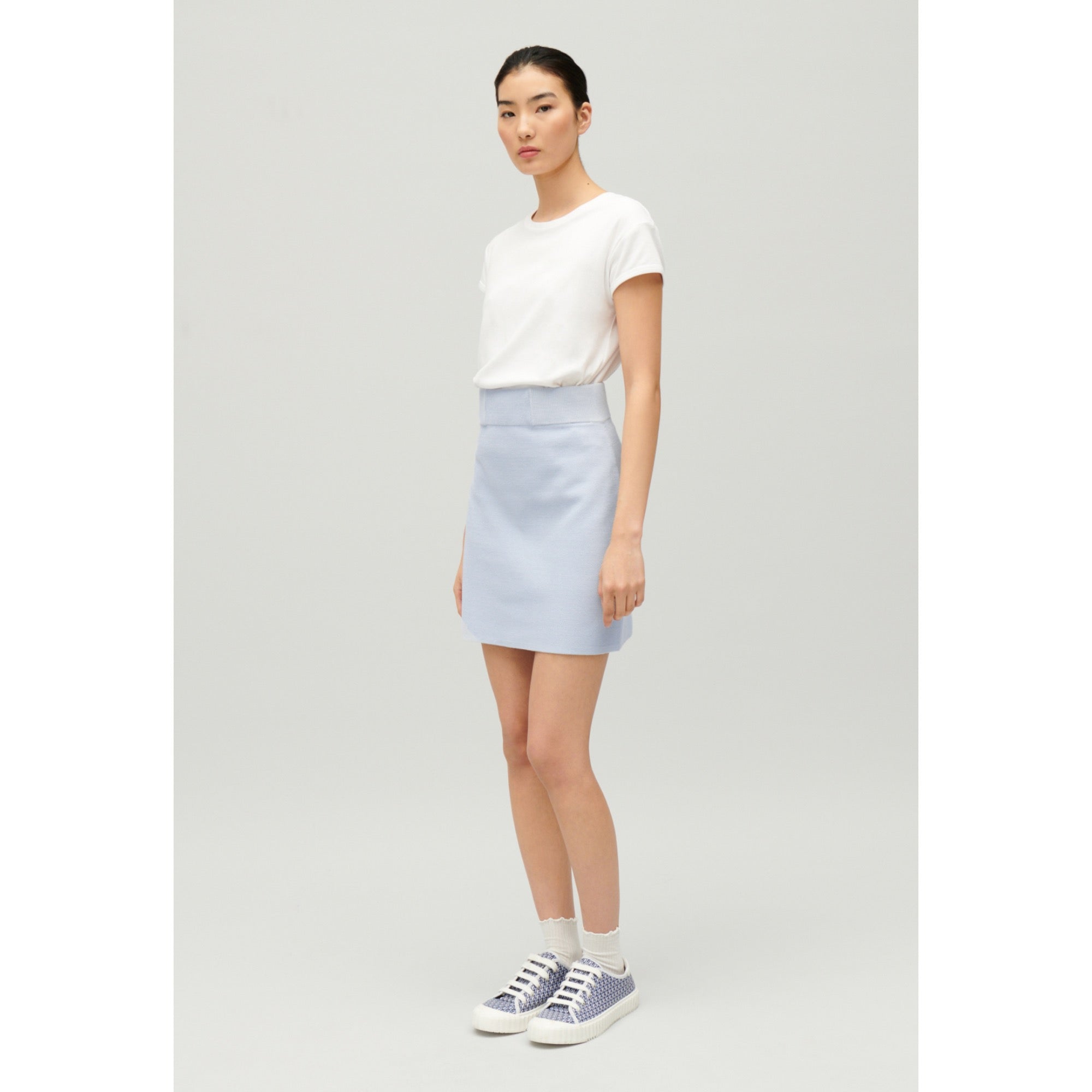 Women Short High-Waisted Skirt - Sky Blue