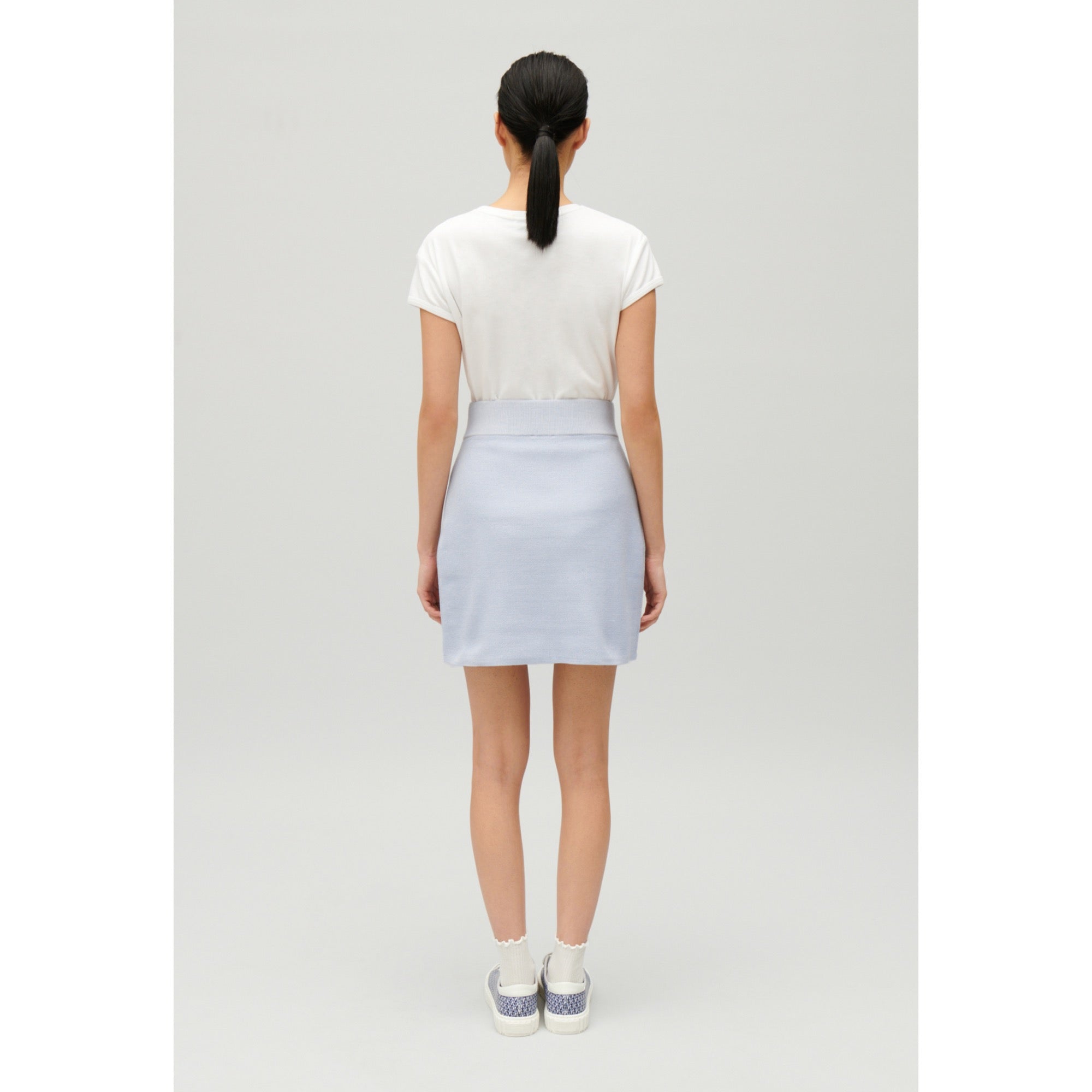 Women Short High-Waisted Skirt - Sky Blue