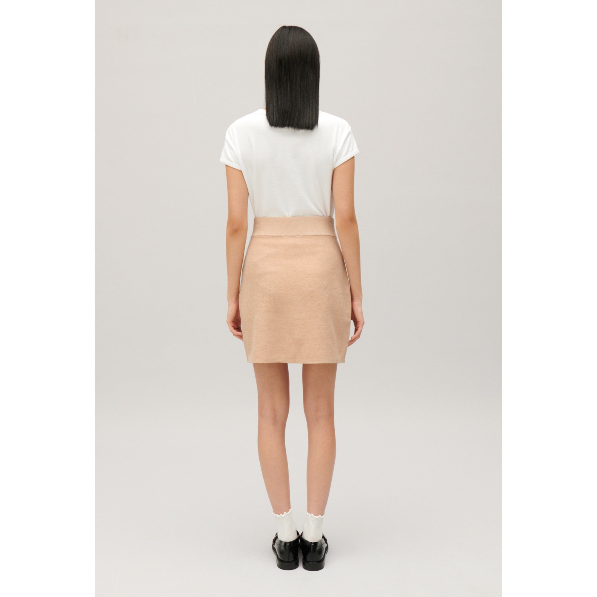 Women Short High-Waisted Skirt - Beige